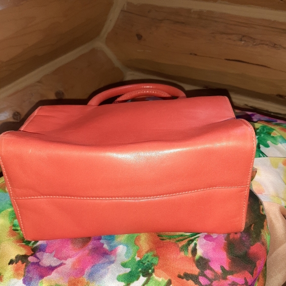 Saks Fifth Avenue, Orange Leather Small Handbag - Picture 4 of 11